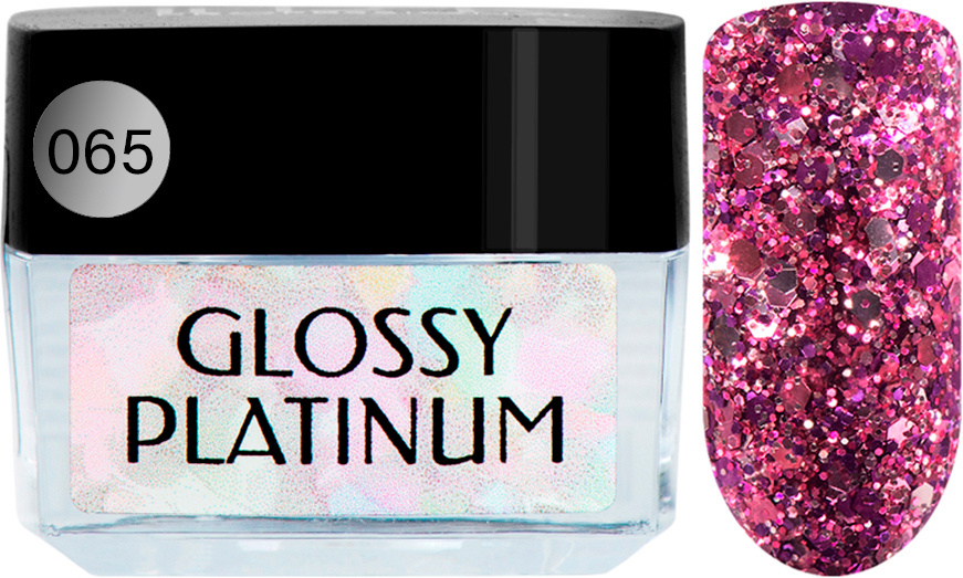 IRISK Гель-лак с блестками Glossy Platinum, № 65 розовый, 5 мл #1