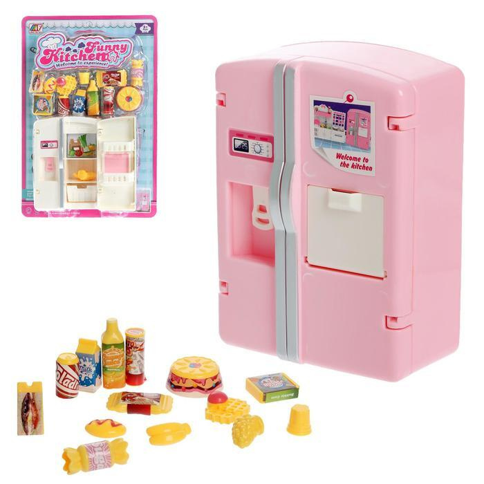 Детский игровой набор "Кухня" с аксессуарами, сюжетно-ролевой, пластиковый холодильник +14 предметов, #1