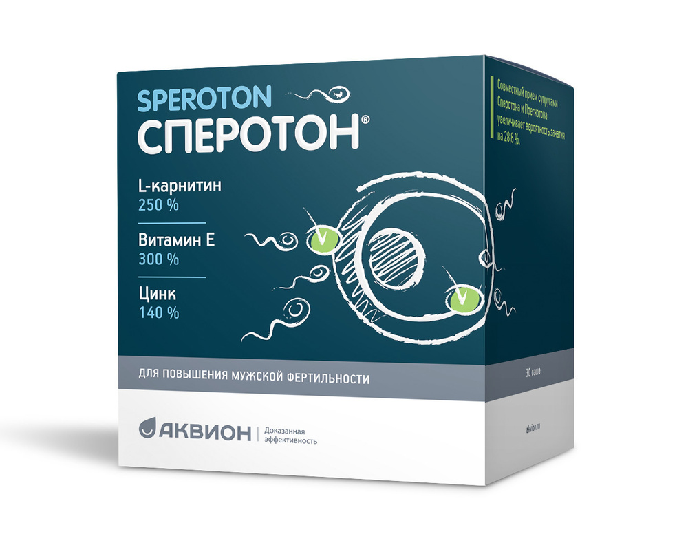 Сперотон с L-карнитином, селеном, цинком, витамины для повышения мужской фертильности, ЭКО, 30 саше по #1