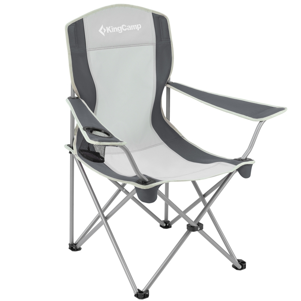 Кресло туристическое раскладное со спинкой KingCamp KC3818 Arms Chair Steel, цвет: серый, черный  #1