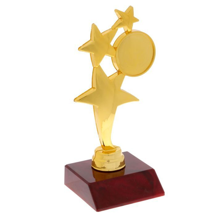 Наградная фигура под нанесение Три звезды, подставка пластик красная, 6,8 х 15,3 см  #1