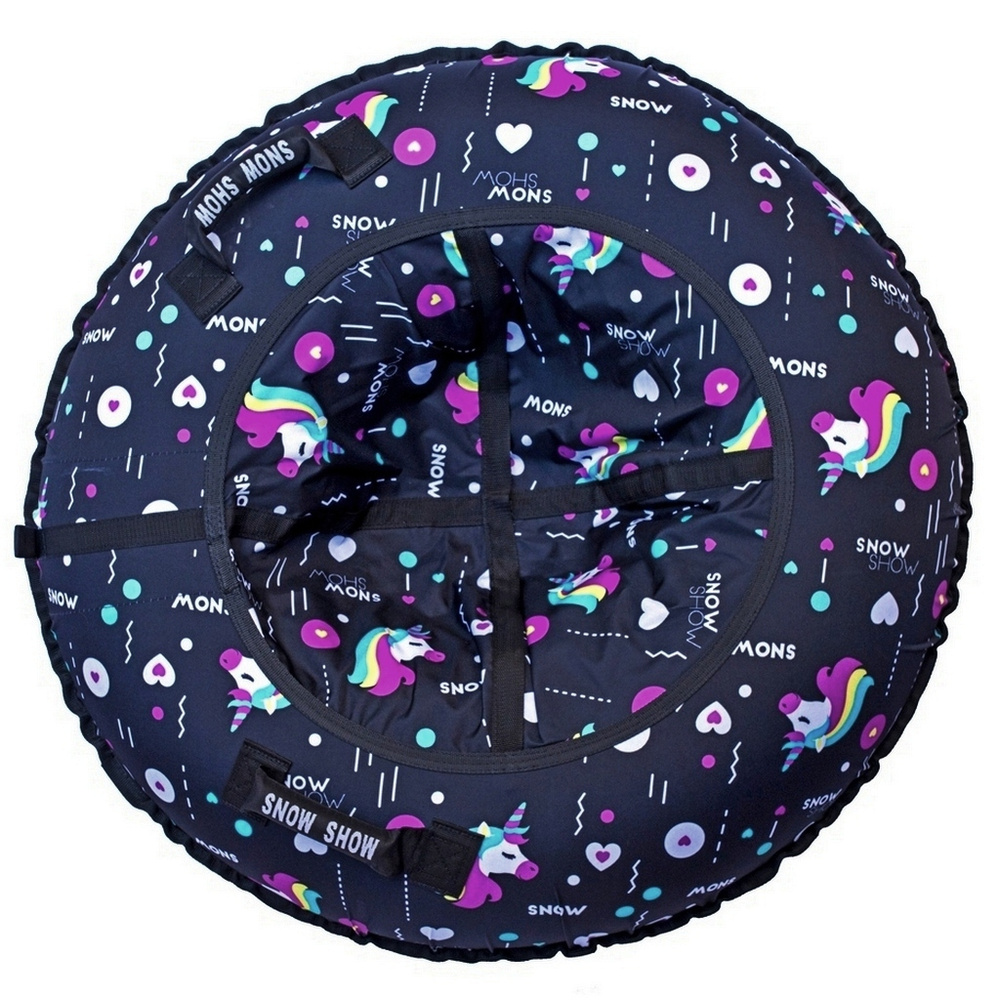Санки надувные Тюбинг RT Единорог на чёрном + автокамера, диаметр 105 см  #1
