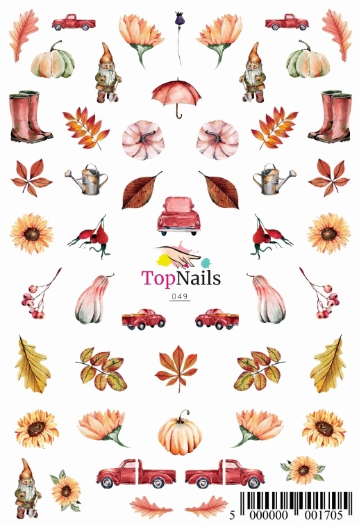 Top Nails / Наклейки для ногтей / Слайдеры для маникюра / На любой фон / Осень / Листочки  #1