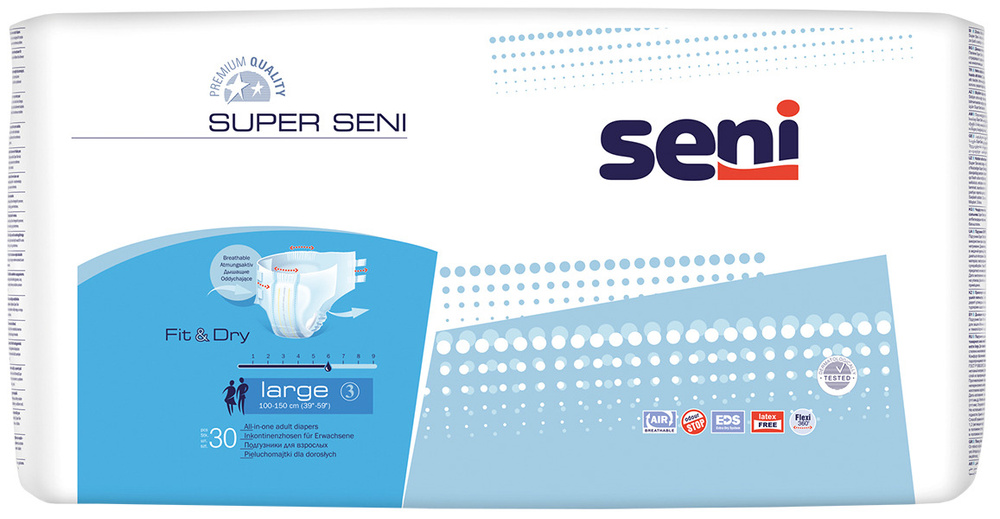 Подгузники для взрослых Super Seni large (обхват 100-150 см), 30 шт. #1