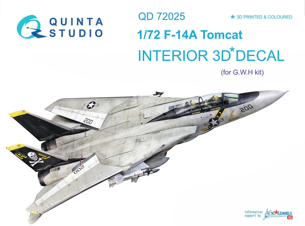 Quinta Studio 3D Декаль F-14A Tomcat (GWH), 1/72, Цветной 3d интерьер для сборной модели  #1