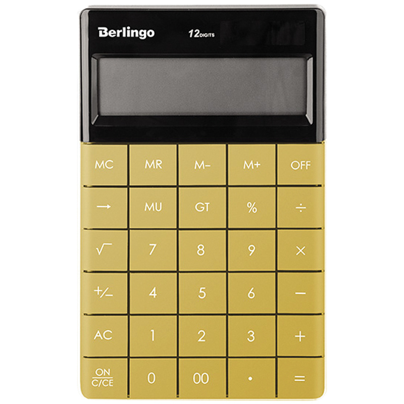 Калькулятор настольный Berlingo "PowerTX", 12 разр., двойное питание, 165*105*13мм, золотой  #1
