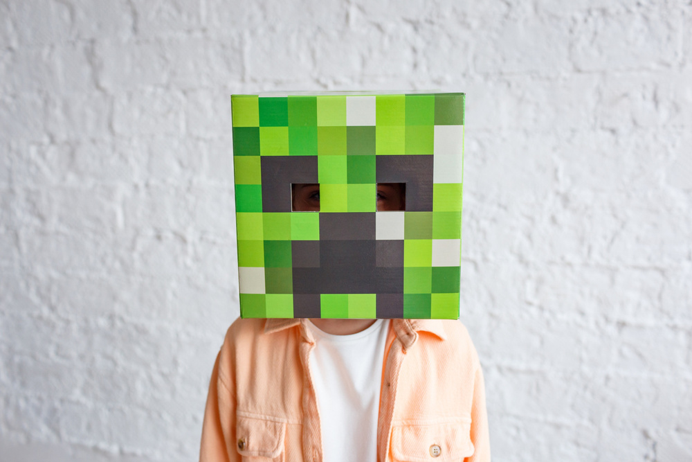 Картонная маска Крипера, Maskbro, из игры из Майнкрафт Minecraft/карнавальная маска. Товар уцененный #1