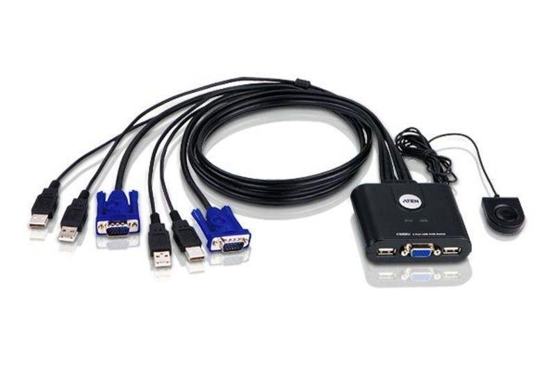 KVM переключатель ATEN CS22U / CS22U-AT 2 портовый кабельный USB, VGA #1