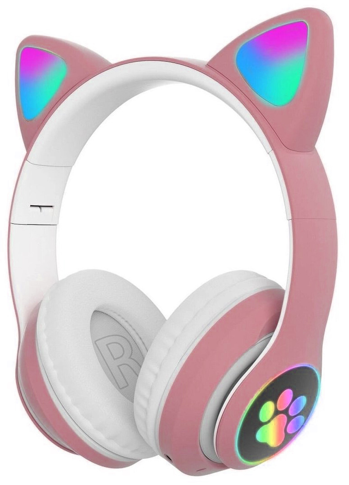 Беспроводные наушники Cat Ear Wireless Bluetooth 5.0 со светящимися кошачьими ушками P33M розовые  #1