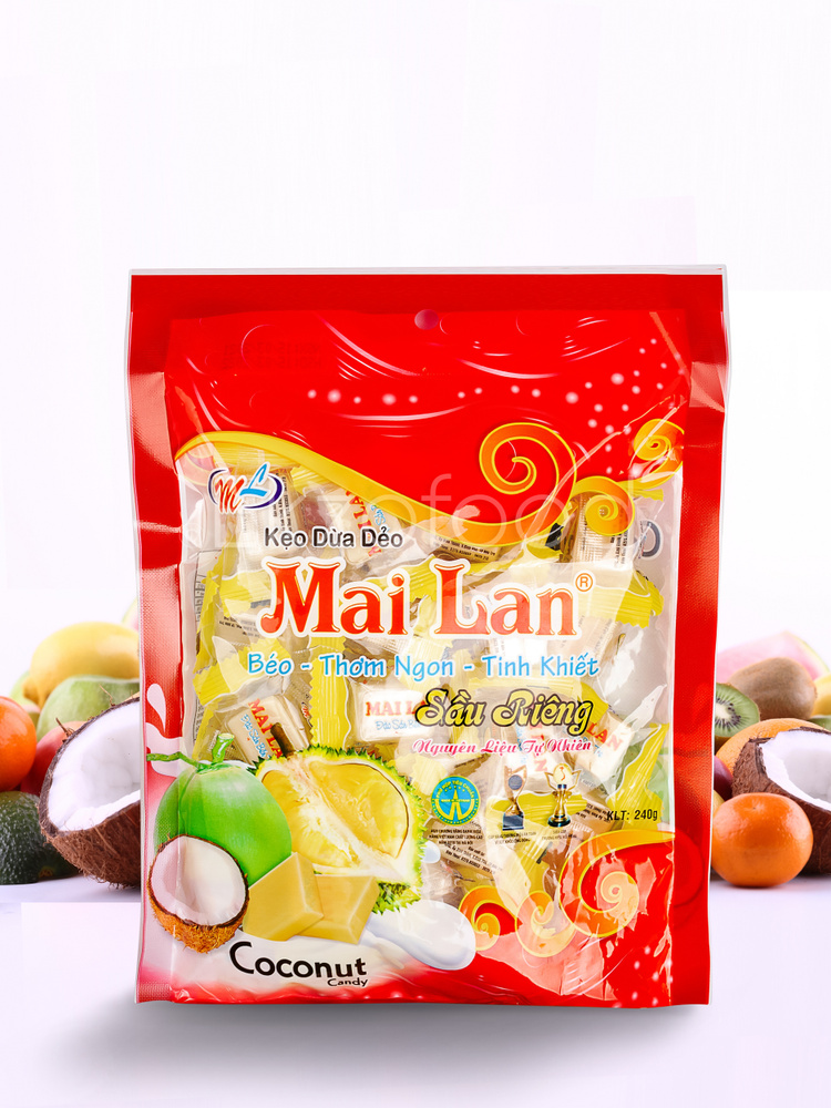 Натуральные кокосовые конфеты с дурианом Mai Lan Deo Dua (240г.), Вьетнам  #1