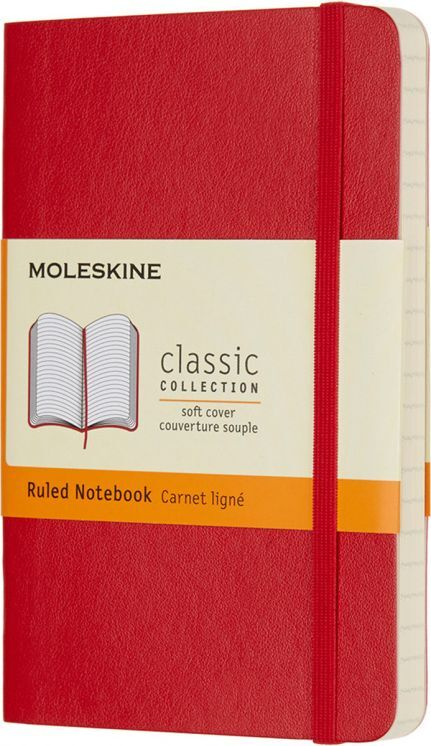 Блокнот в линейку Moleskine Classic Soft, А6, сшитый, полиуретан, 96 л, красный  #1