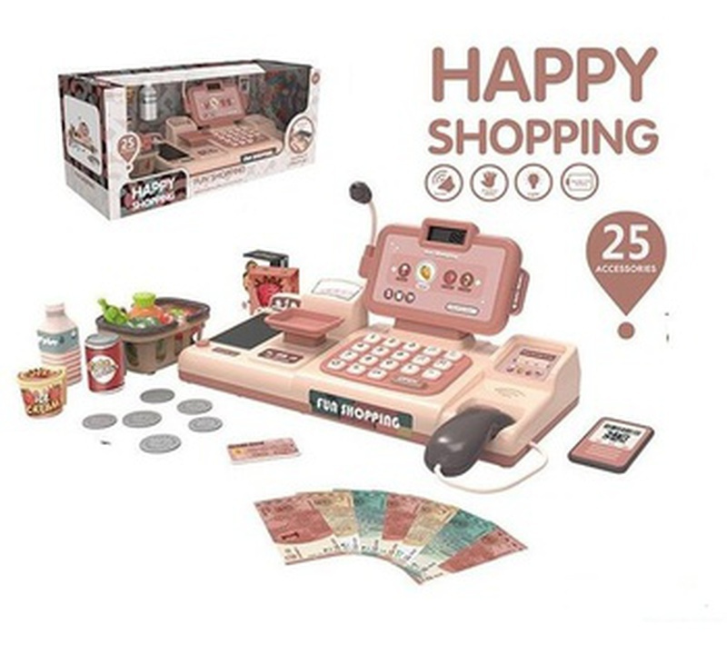 Игровой набор Happy Shopping Кассовый аппарат 25 предметов, сканер, весы, кассовая лента, 25 мелодий, #1