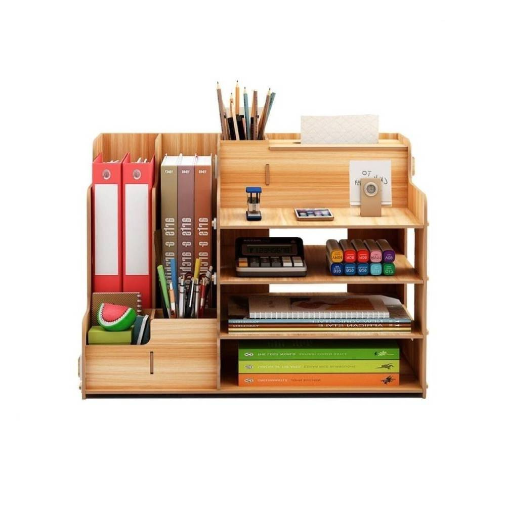 Большая настольная деревянная подставка органайзер для канцелярских принадлежностей, тетрадей, книг, #1