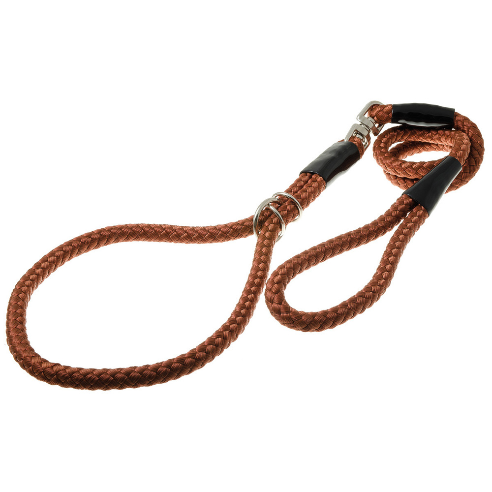 Ринговка для собак, круглая с кольцом, обхват до 66 см, нейлон ширина 12 мм, длина 120 см, красно-коричневая, #1