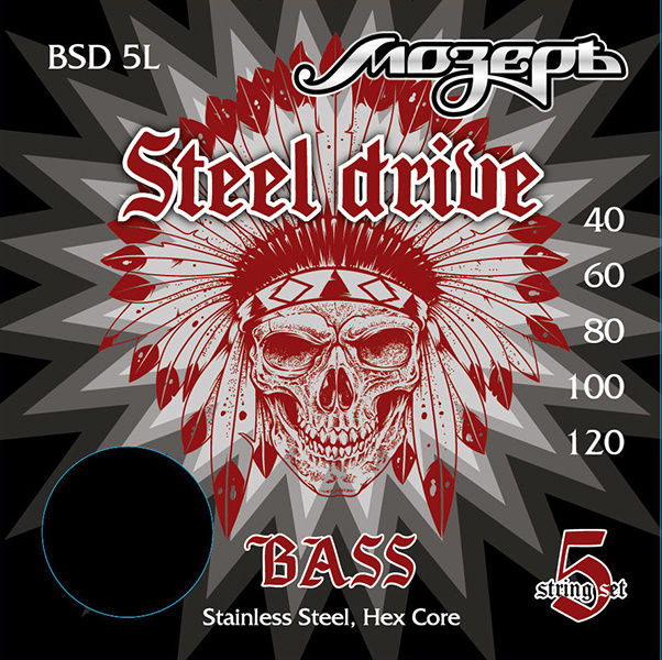 Steel Drive Комплект струн для 5-струнной бас-гитары, сталь, 40-120, Мозеръ BSD-5L  #1