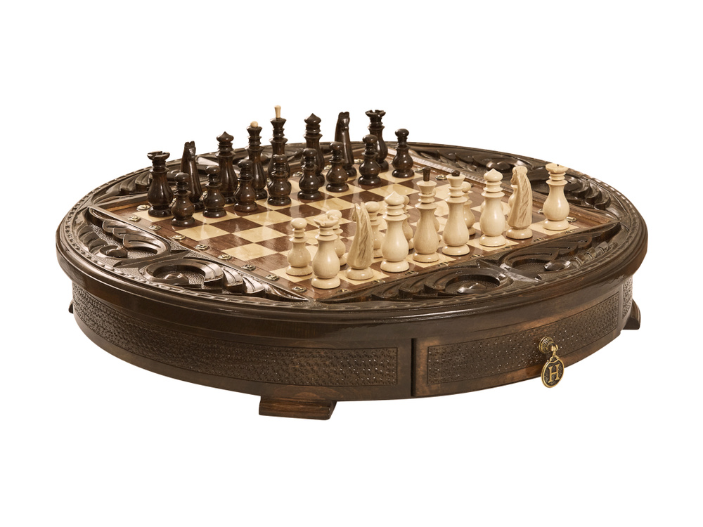Шахматы резные в ларце Круг Света 50, Haleyan #1