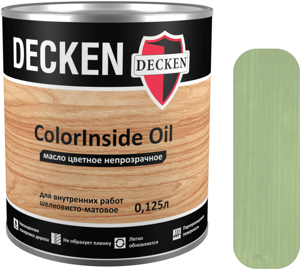 Масло для дерева DECKEN ColorInsidе Oil, 0,12, SCANDI фисташка (TAIGA 2), цветное непрозрачное масло #1