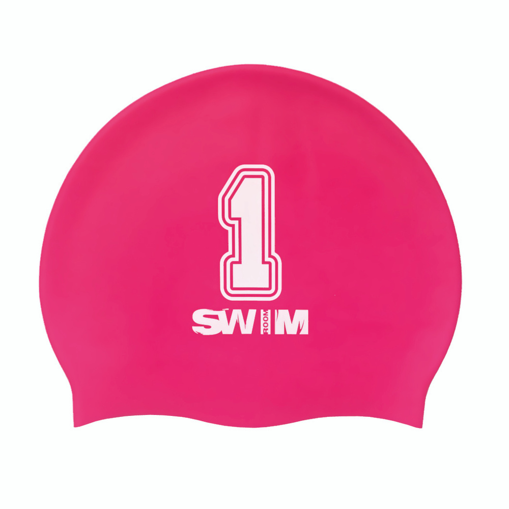 Силиконовая шапочка для плавания SwimRoom "Номер 1" Цвет розовый  #1