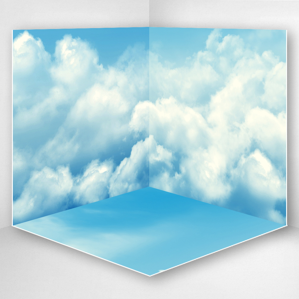 Фотофон 3D, 50x50x50 см, из фотопластика для предметной съемки, "Облака", серия "Художественные"  #1