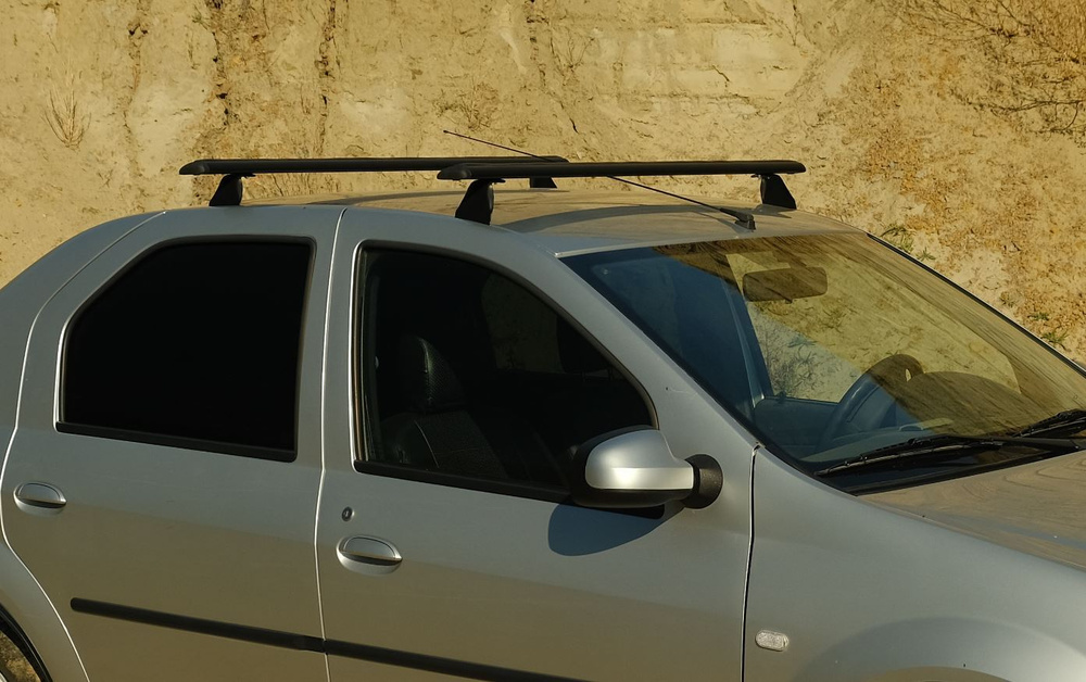 Багажник на крышу Renault LOGAN Sandero / Логан Сандеро дуга черная аэродинамическая/крыло 80мм / black #1