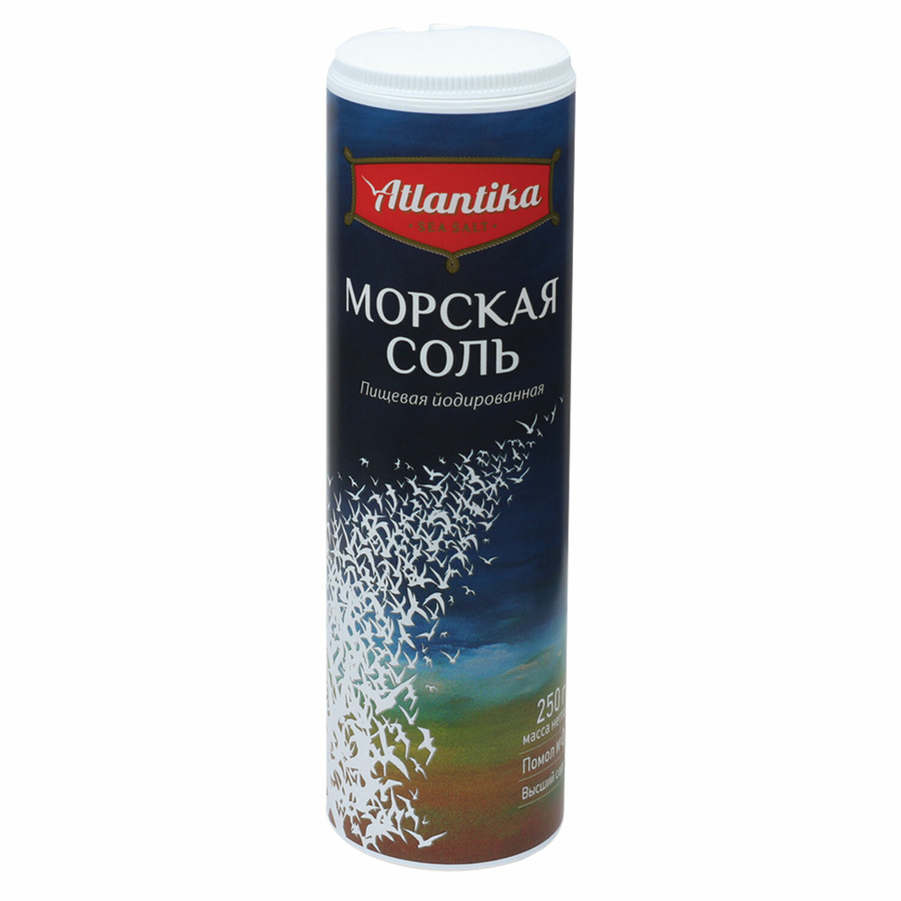 Соль пищевая морская "Атлантика" Йодированная пластиковая туба, 250 гр  #1