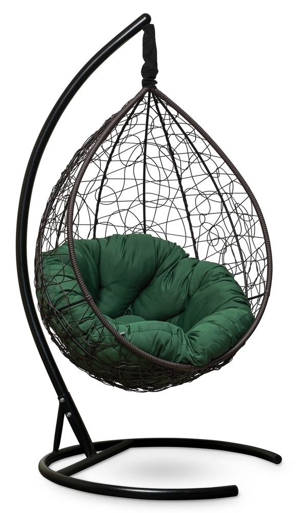 Подвесное кресло-кокон SEVILLA VERDE коричневый + каркас (зеленая подушка)  #1