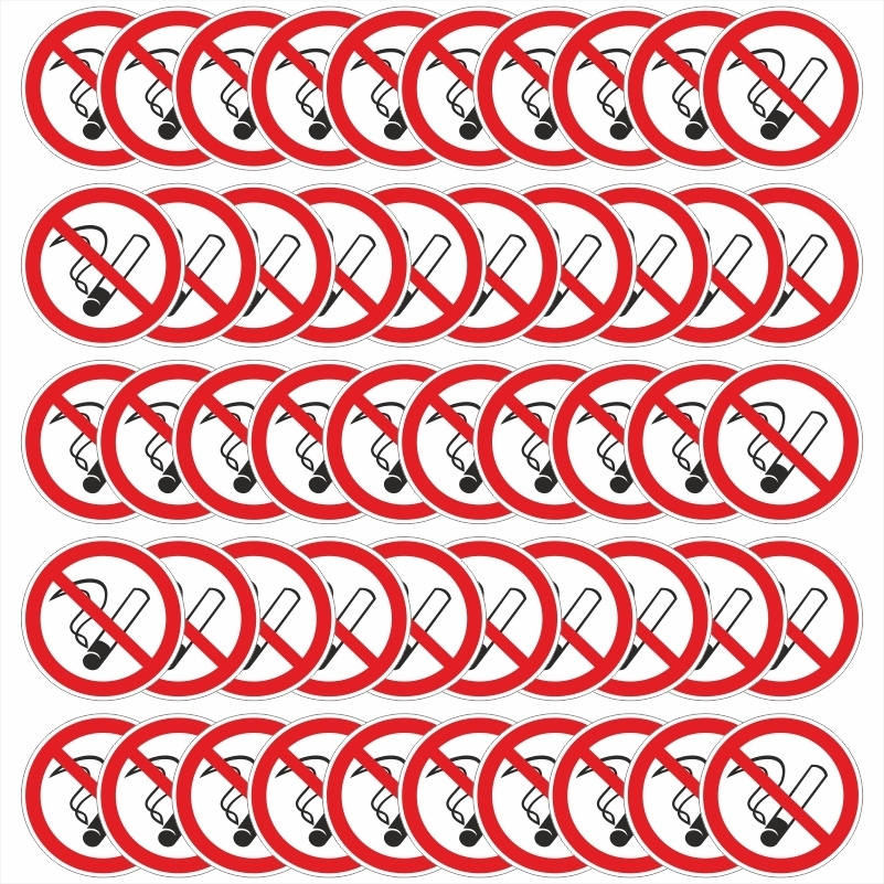 Знак-наклейка P01 "Запрещается Курить" 100х100 мм самоклеящийся виниловый на подложке 50 шт ПолиЦентр #1