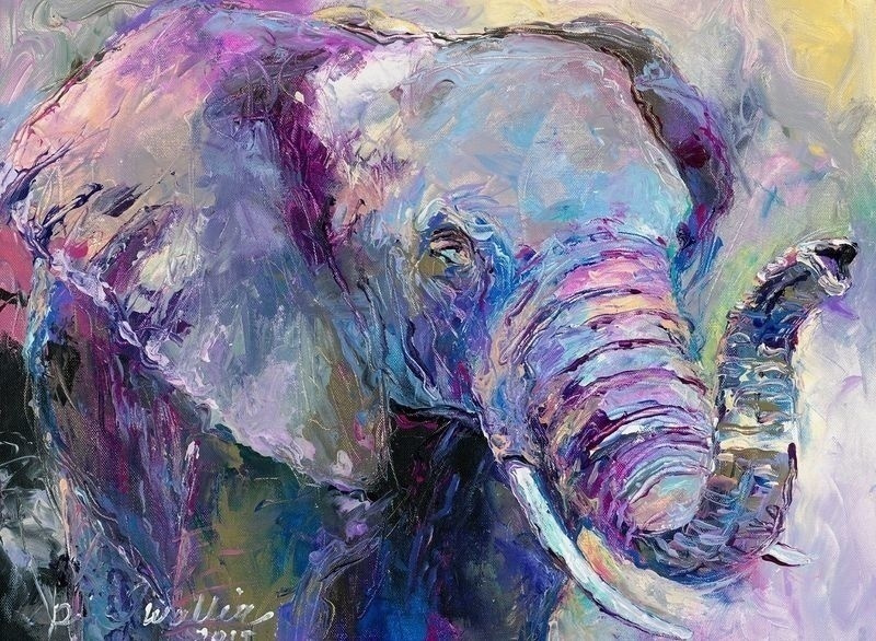 Картина по номерам на холсте 40х50 "Разноцветный слон. Животные. Абстракция."  #1