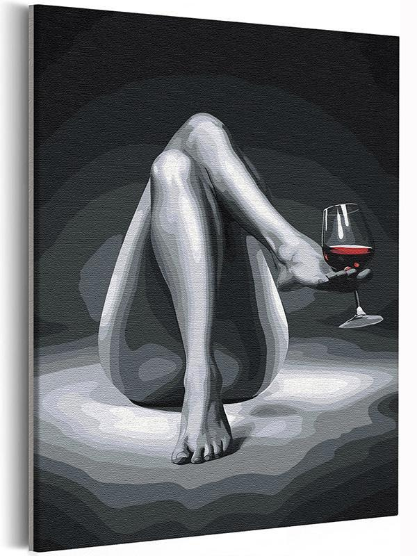 Девушка с бокалом красного вина Эротика 40х60 #1