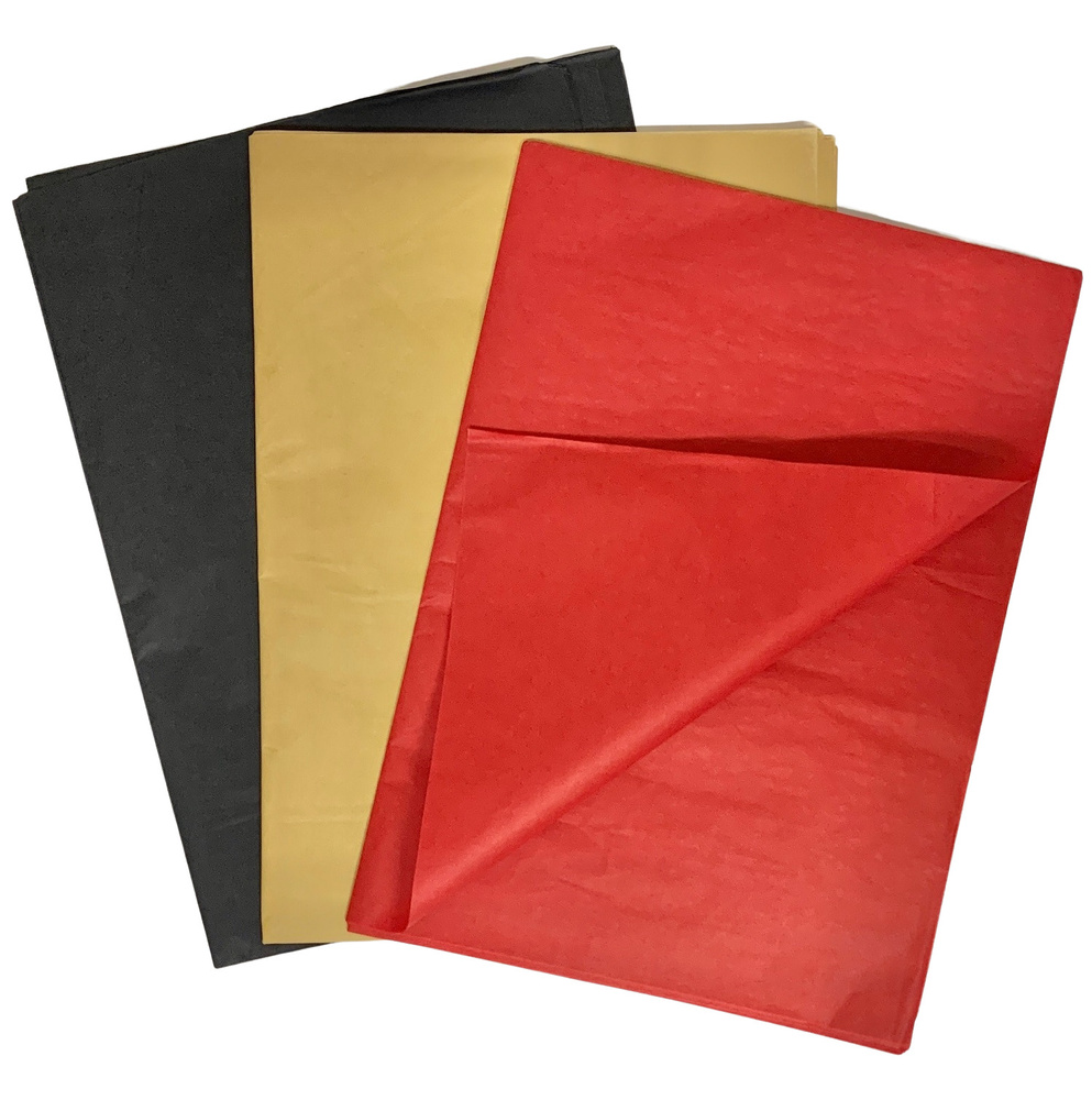Бумага упаковочная тишью крафт, красный, черный, 50*70 см ( 30 листов).  #1