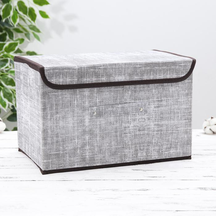 Короб стеллажный для хранения с крышкой "Ронда", 38х24х24 см, цвет серый  #1