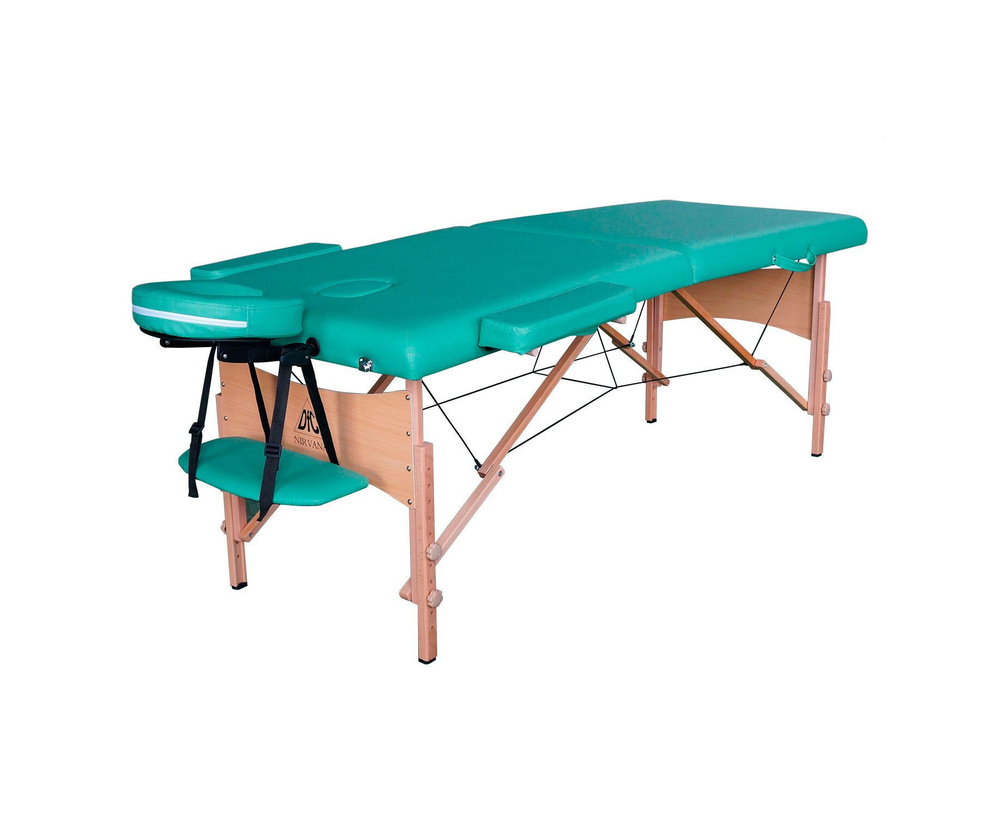 Массажный стол DFC NIRVANA Relax складной, для дома, деревянные ножки, зеленый (Green), до 250 кг  #1