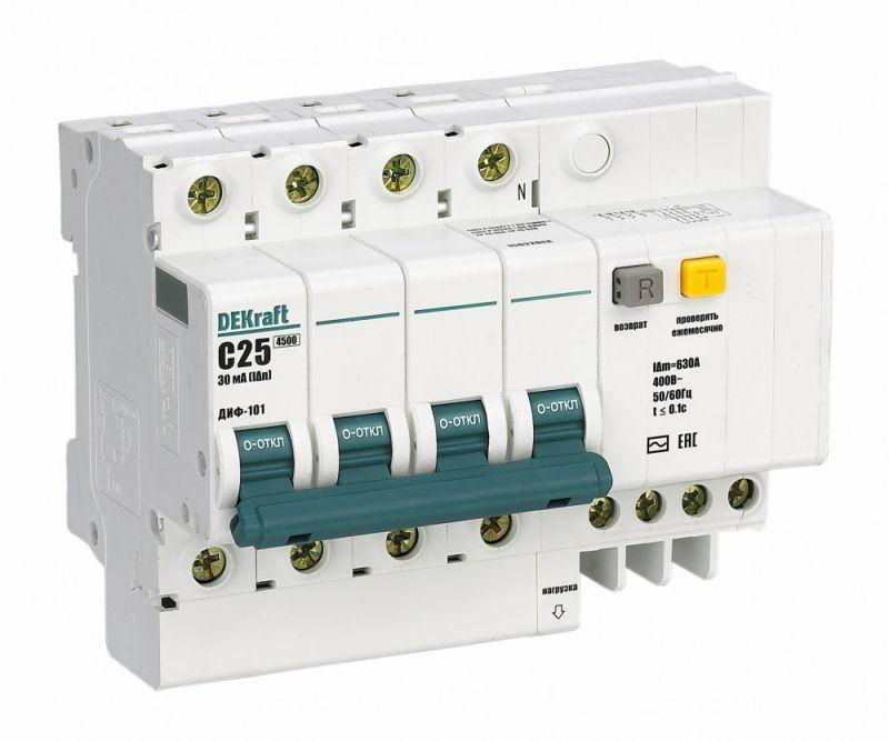 Выключатель автоматический дифференциального тока 4п C 40А 30мА тип AC 4.5кА ДИФ-101 8мод. SchE 15024DEK #1