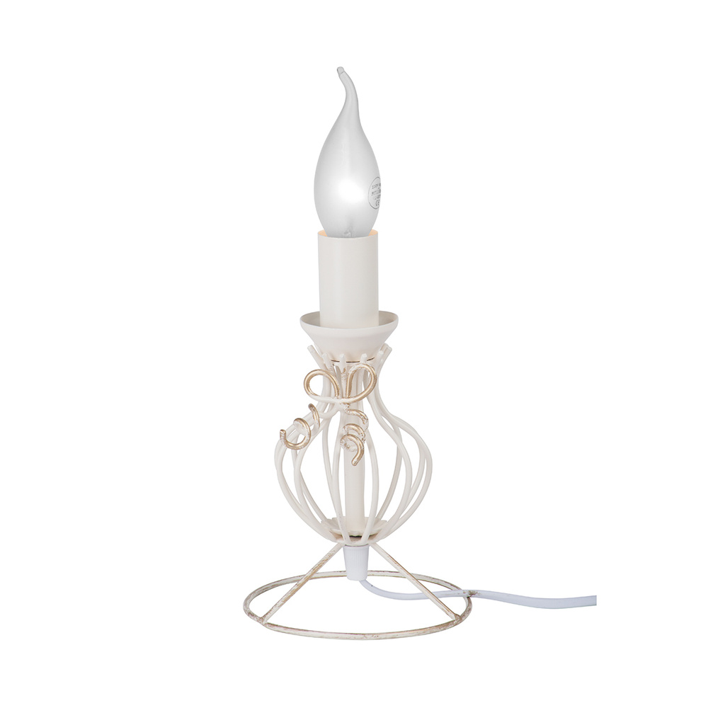 Настольная лампа Vitaluce V1567/1L , 1 лампа 3м2, Е14, 60Вт, цвет бело-бежевый матовый с золотом.  #1