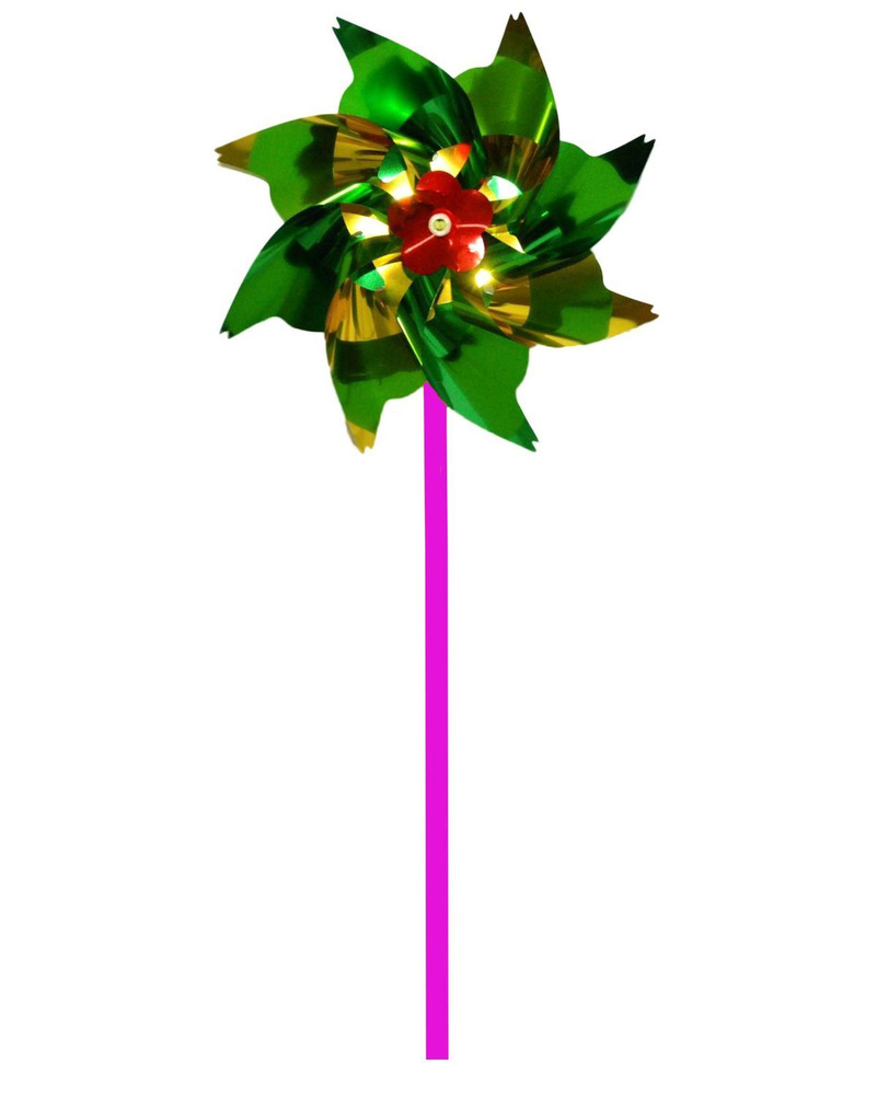 Ветрячок - вертушка "Цветок" диаметр 16 см, высота 36 см желто-зеленый  #1
