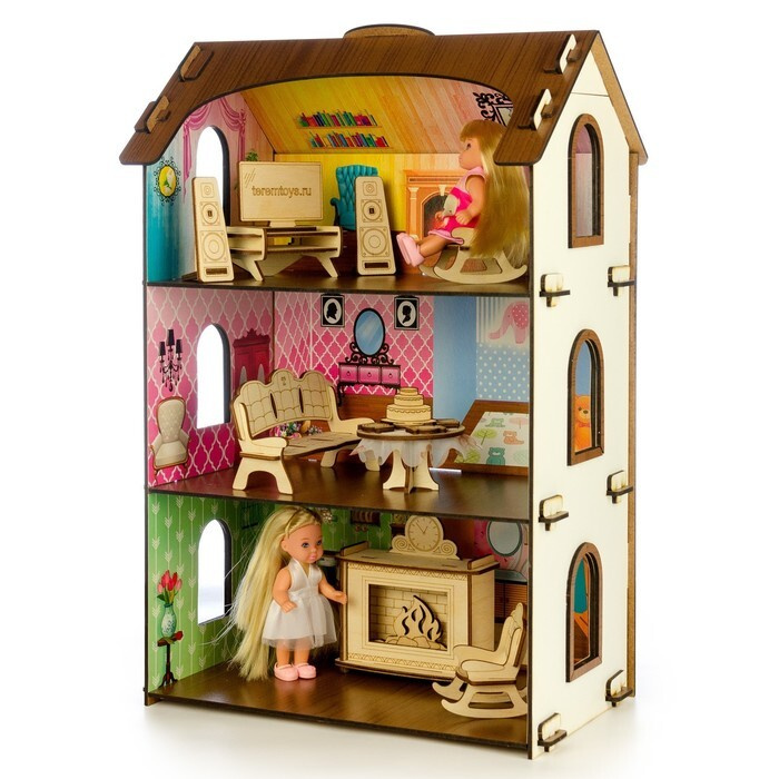 Деревянный домик с цветными обоями "Лоли" #1