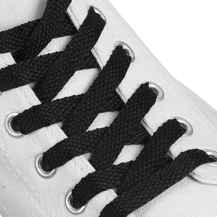 Шнурки для обуви плоские, 8 мм, 90 см, цвет чёрный #1
