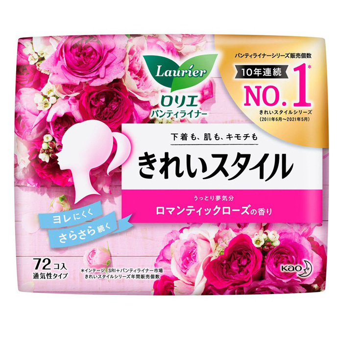 KAO Ежедневные гигиенические прокладки с ароматом розы "Laurier" Beauty Style 72 шт. в упаковке  #1