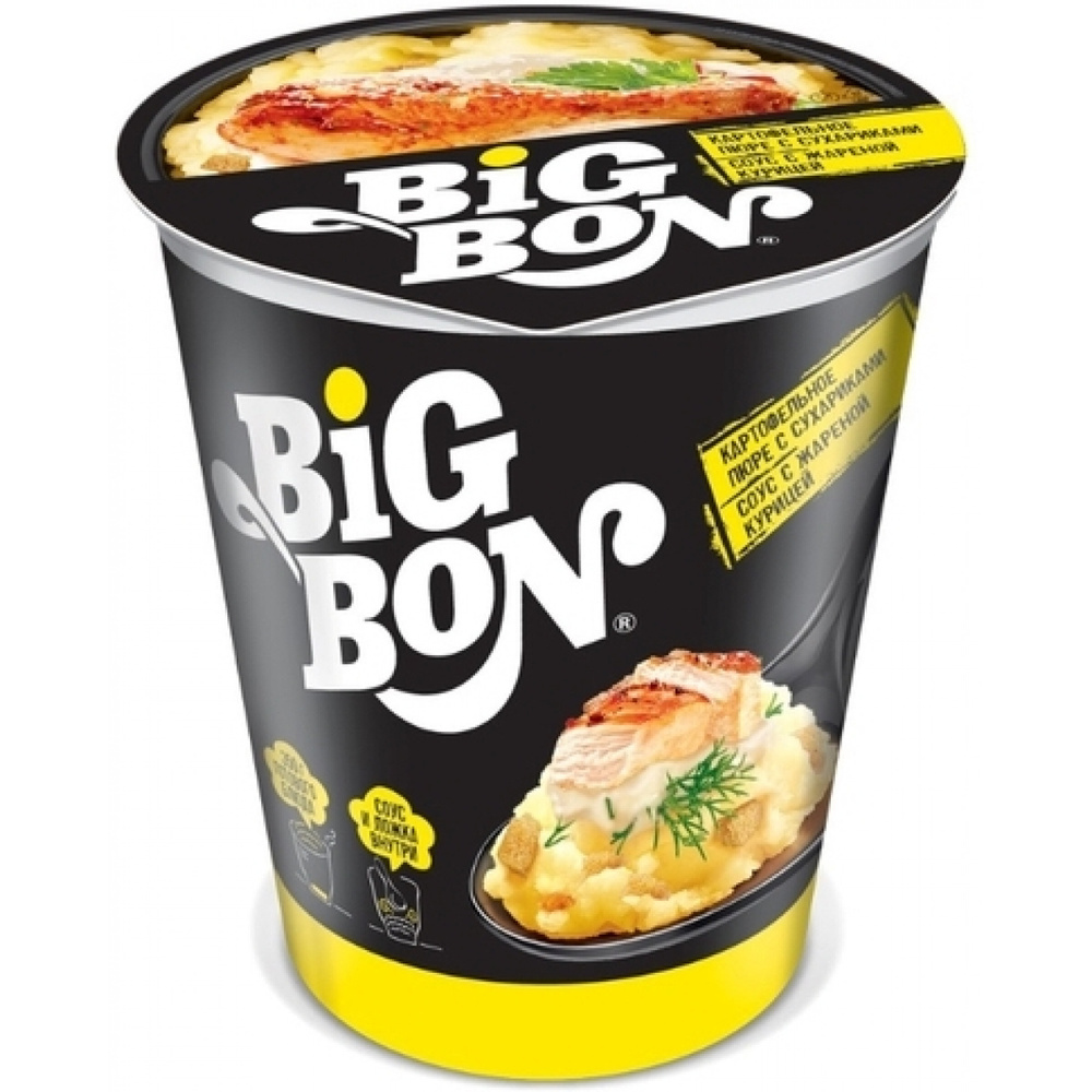 Пюре быстрого приготовления Big Bon сухарики + соус с жаренной курицей 60гр  3шт - купить с доставкой по выгодным ценам в интернет-магазине OZON  (562445453)