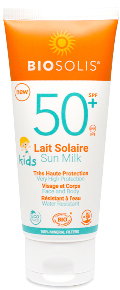 Натуральное детское Солнцезащитное молочко для лица и тела SPF 50+, детское, НАТУРАЛЬНОЕ, BIOSOLIS, 100 #1