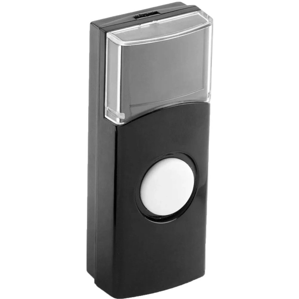 Кнопка для дверного звонка СВЕТОЗАР беспроводная, черная, сменная, 58309  #1