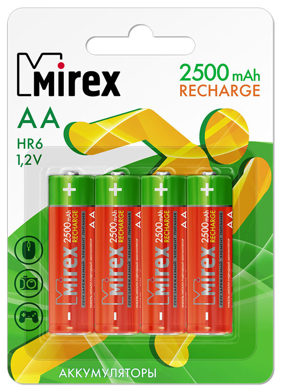 Mirex Аккумуляторная батарейка AA, 1,2 В, 2500 мАч, 2 шт #1