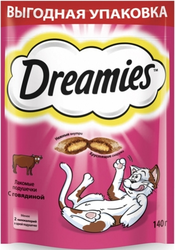 Лакомые подушечки с Говядиной 140г Dreamies #1