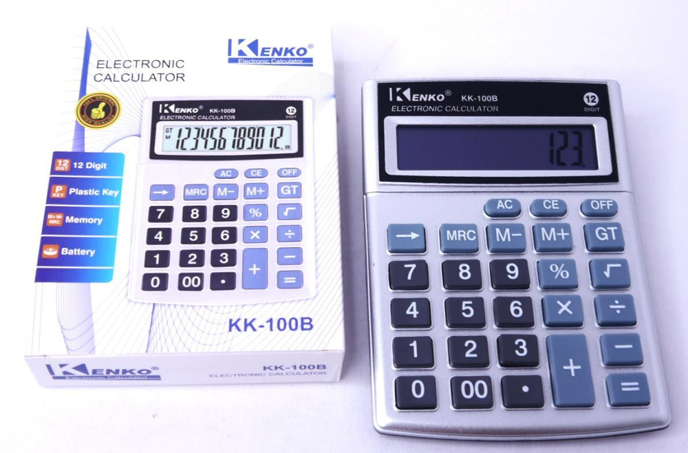 Калькулятор настольный 12 -разрядный KENKO KK-100B 138*102 черн +серебр корпус (картонная упаковка)  #1