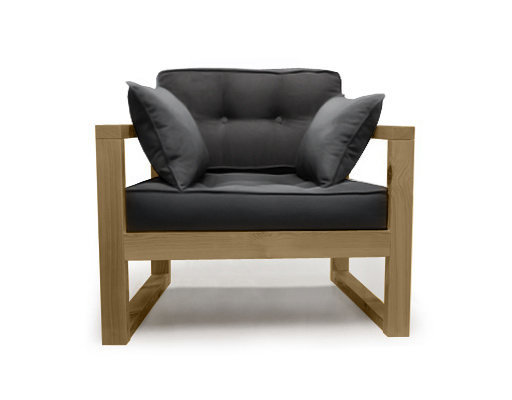 Кресло Диван - кресло одноместный DEmoku Экокожа Д-1 ЭТС-Неокр (ткань - экокожа - темно-серый, деревянный #1