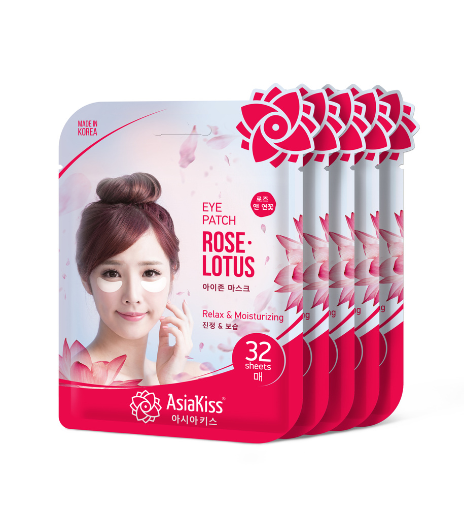 AsiaKiss Патчи тканевые для лица набор 5уп.*32шт с экстрактами розы и лотоса  #1