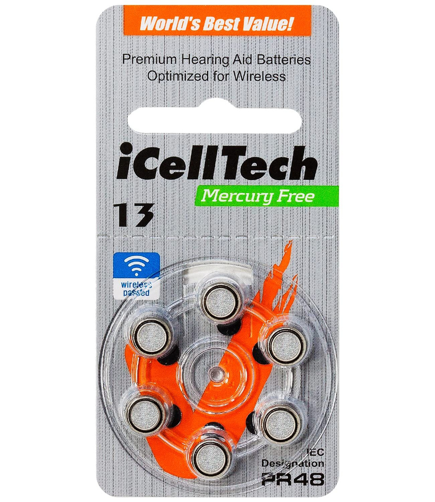 Батарейки для слуховых аппаратов №13 iCellTech (6 штук) #1