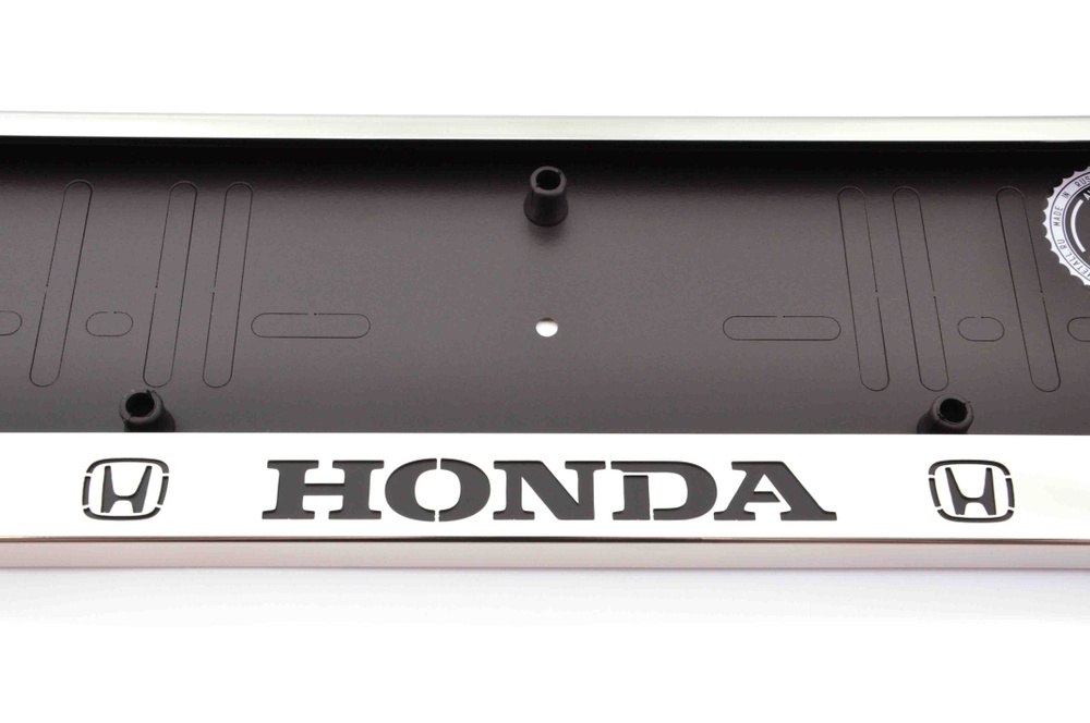 Рамка номерного знака с надписью HONDA из металла хром (нержавейка) / Рамка для автомобиля / рамка гос #1