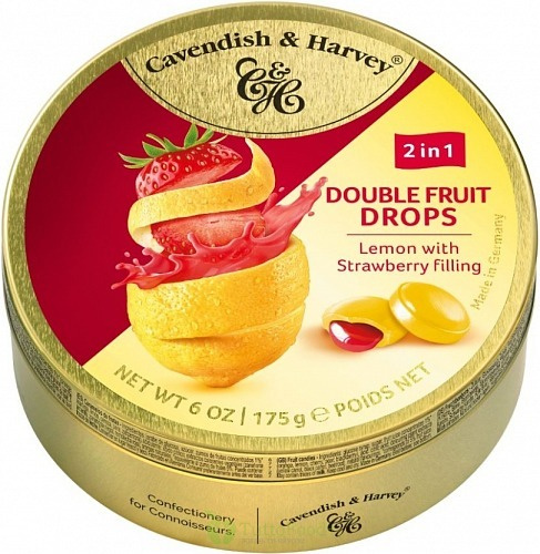 Леденцы с жидким центром Лимон Клубника, 175г. Cavendish & Harvey Double Fruit Lemon with Strawberry #1