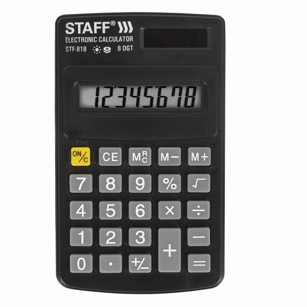 Калькулятор карманный STAFF STF-818 (102х62 мм), 8 разрядов, двойное питание, 250142. Комплект - 2шт. #1
